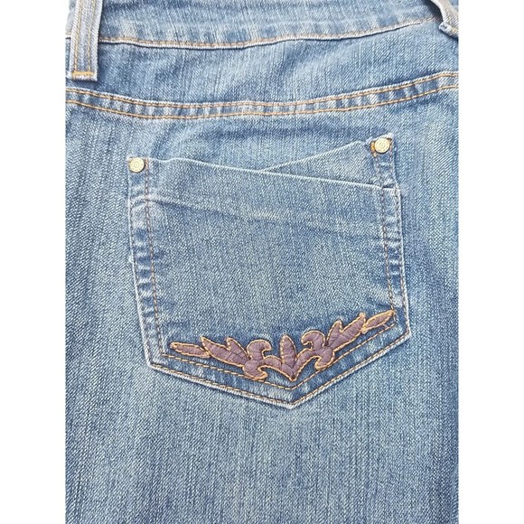 KIKIT Jeans Women 12 (36x29) Stretch Boot Cut Denim Blue Embroidered Pockets Y2K - Picture 16 of 16